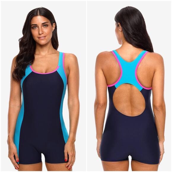 NWT Attraco Pullover Athletic Boyleg Racerback Swimwear - Picture 7 of 7